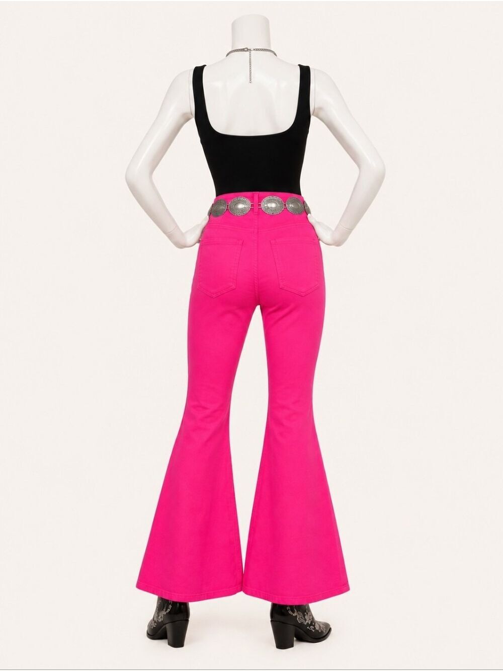 Hot Pink Bell Bottom Flare Pants Small NWT Barbiecore Y2K Statement - Picture 2 of 8